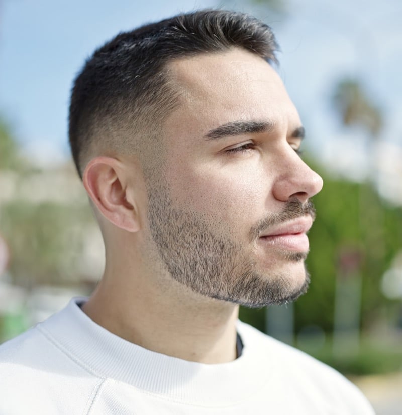 crew cut with burst fade