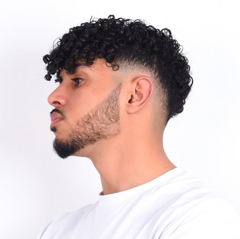 curly top with burst fade