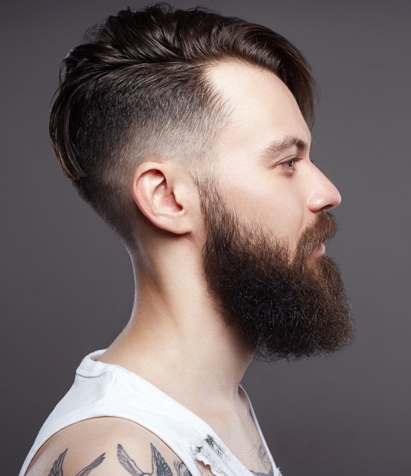 long comb over with burst fade