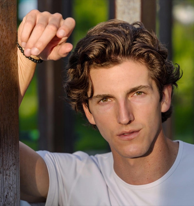 medium length wavy hair with side part