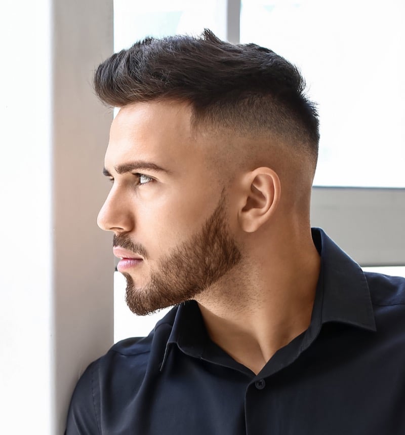quiff with razor fade