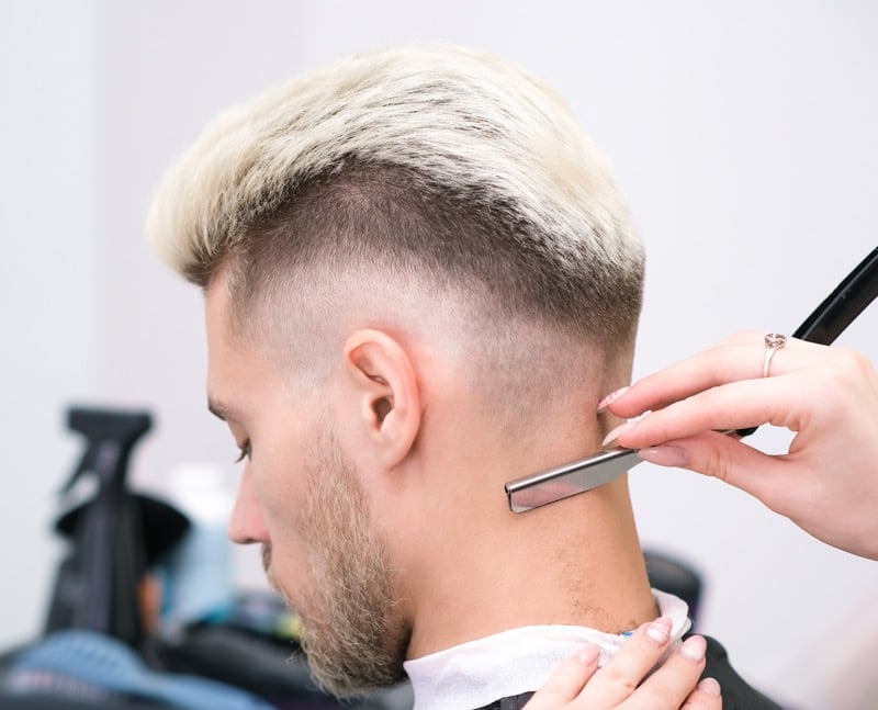 razor fade with short textured top