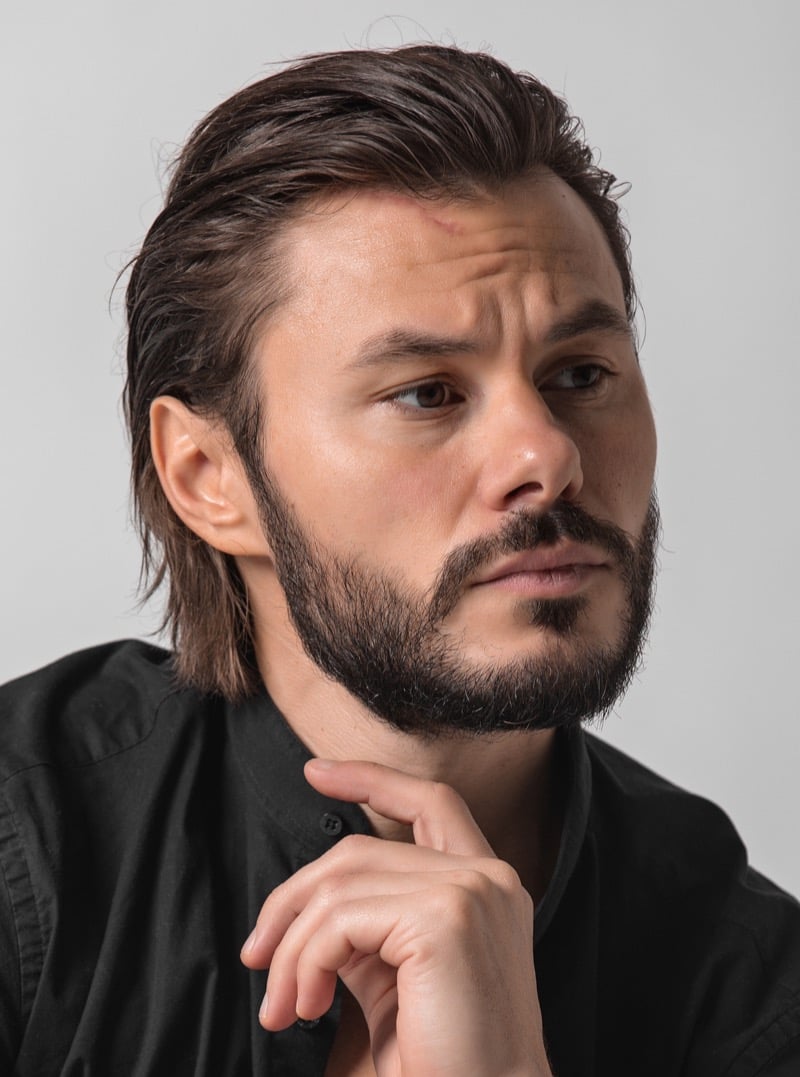 slick back straight hair men