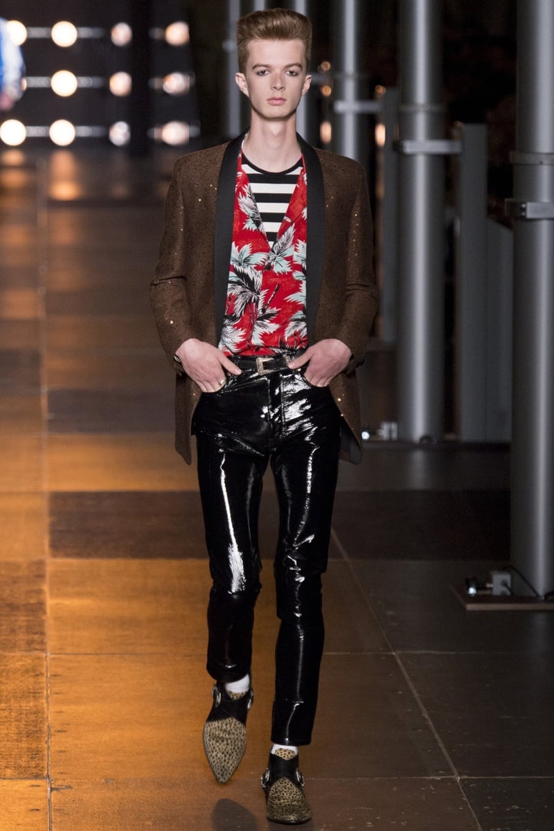 model with a pompadour at Saint Laurent spring/summer 2014
