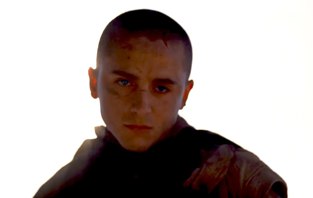 Timothée Chalamet with a buzz cut as Paul Atreides in Dune Part Three